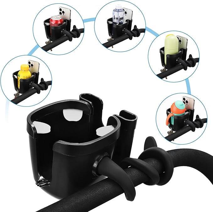 Accmor Stroller Cup Holder, Universal Cup Holder with Silicone Gooseneck Arm, Bike Cup Holder, 360° Rotatable Large Caliber Drinks Holder for Stroller, Bike, Wheelchair, Walker-CubbioJoy