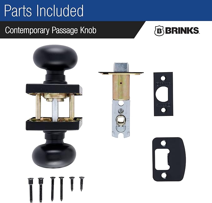 BRINKS – Contemporary Non-Locking Interior Ball Door Knob, Matte Black - Designed for Sleek and Modern Homes and Blends Seamlessly with Interior Décor (E2426-122) (10 Pack)-CubbioJoy