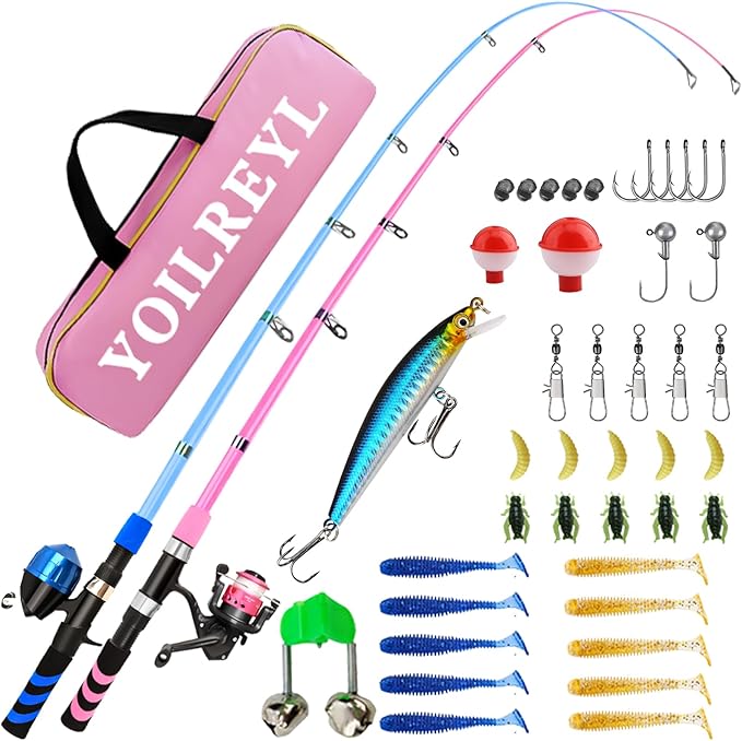 Collapsible Telescopic Fishing Rod and Reel Combo Push Button Small Fishing Pole Kit Beginner Youth Boys Fishing Starter Set Tackle-CubbioJoy