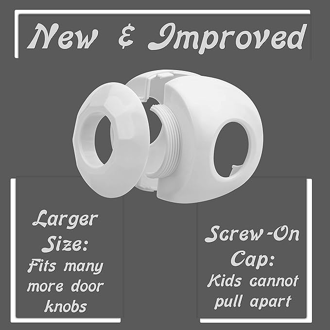 Door Knob Safety Cover for Kids - 5 Pack - Baby Proof Door Knob Covers - Door Locks for Kids Safety Child Proof - White-CubbioJoy