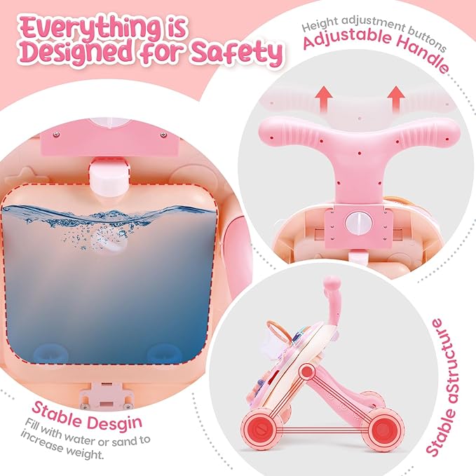 CUTE STONE 2-in-1 Baby Walker for Girls, Toddlers Learning Walker, Early Educational Push Walking Toys with Detachable Activity Center for Infants 12+ Months-CubbioJoy