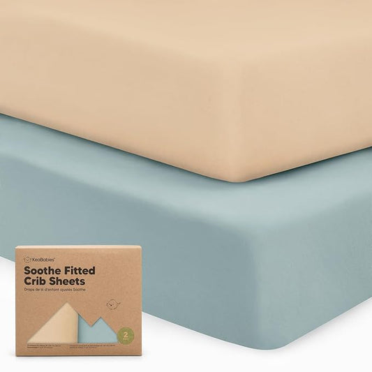KeaBabies 2-Pack Organic Crib Sheets for Boys, Girls - 52x28 Fitted Crib Mattress Sheet Neutral, Breathable Jersey Cotton Cover for Baby Bed, Toddler Mattress, Soft & Cute Prints (Toasty)-CubbioJoy