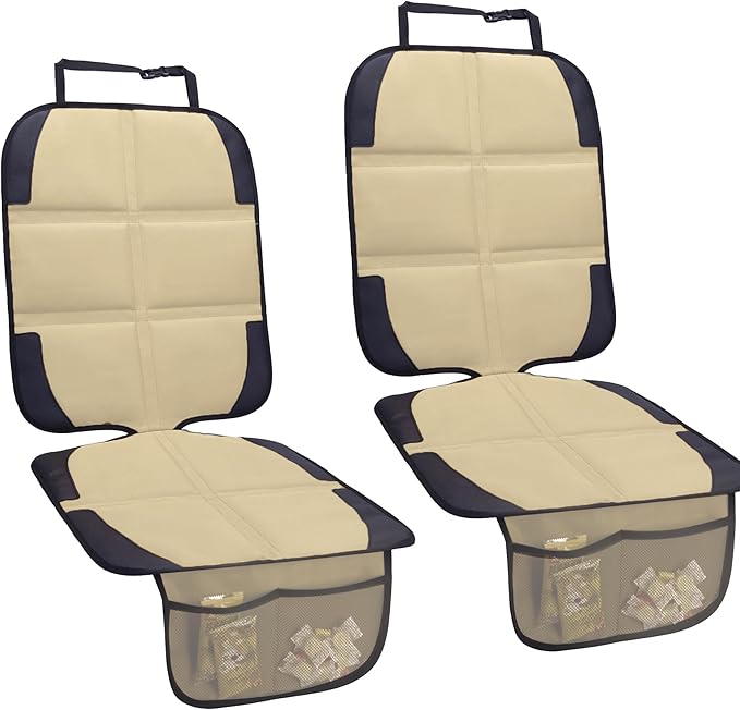 Car Seat Protector for Child Car Seat, 2 Pack Baby Car Seat Covers with Mesh Pockets & Non-Slip Backing 600D Durable Seat Protector-CubbioJoy