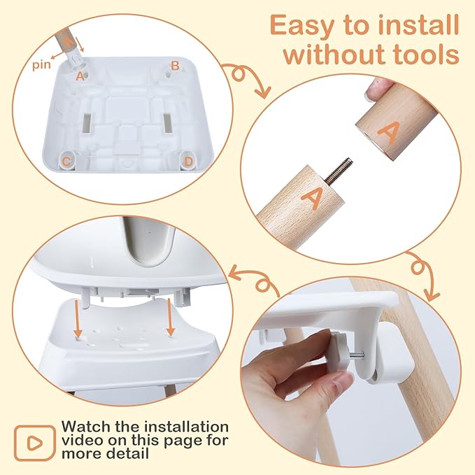 9 in 1 Convertible Baby High Chair with Booster, Wooden Highchair for Babies and Toddlers with Adjustable Tray & 5-Point Harness, Multi-Functional Growing Seat for Feeding, Learning & Play, Beige-CubbioJoy