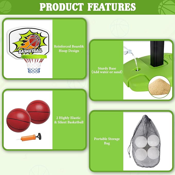 3 in 1 Toddler Basketball Hoop and Tee Ball Set for Boys: Kids Baseball Tee with Automatic Pitching Machine Adjustable Height Indoor and Outdoor Sports Toys Christmas Birthday Gifts for Boy Age 3-12-CubbioJoy