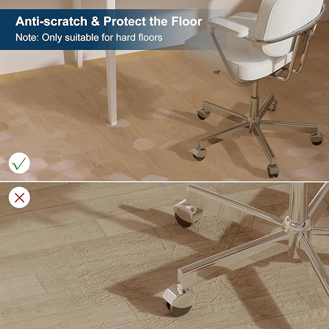 Clear Area Mat for Hard Floors，5'×7' No Slip Vinyl Floor Mats for Under Dining Table, Pebble Patterned Waterproof Rug Protector for High Traffic Areas, Pet Litter Mat-CubbioJoy