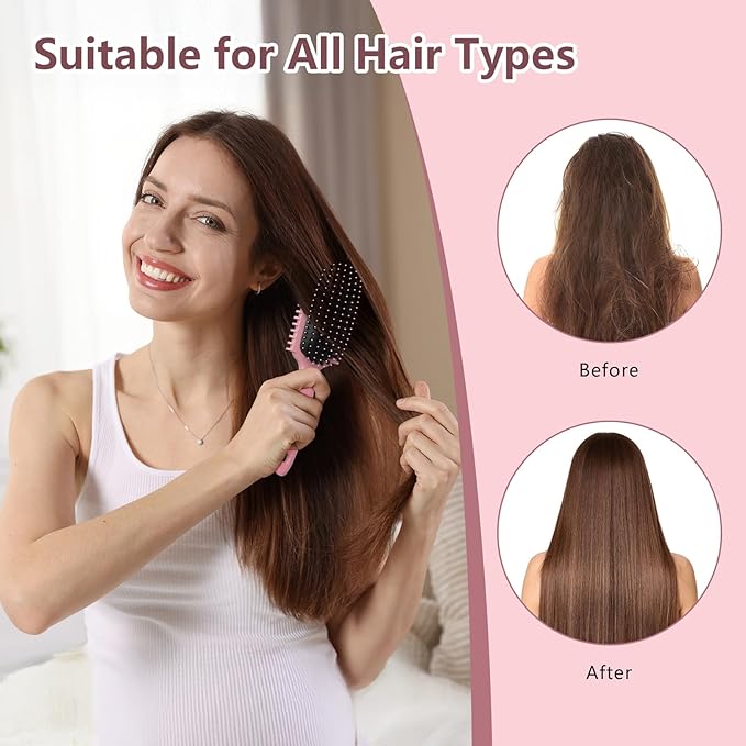 Curl Defining Brush, Curly Hair Brush, Slick Back Hair Brush, For Combing and Shaping Curls in All Hairstyles to Reduce Pulling (Pink)-CubbioJoy