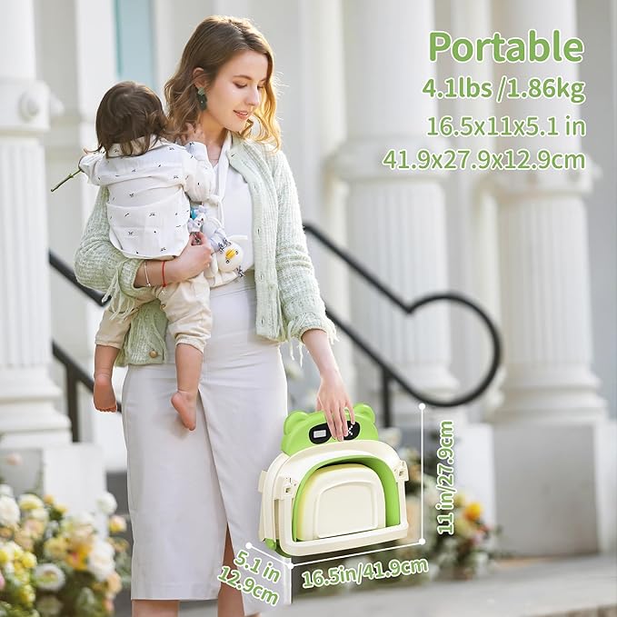 Collapsible Baby Bathtub for Newborn to Toddler (0-18 Month) - Portable Baby Bath Tub for Travel, Newborn Bathtub with Soft Towel and Floating Cushion (Green)-CubbioJoy