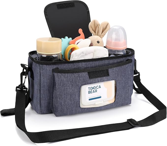 Accmor Universal Stroller Organizer with Insulated Cup Holder and Shoulder Strap, Stroller Bag Caddy Organizer Stroller Accessories for Uppababy, Baby Jogger, Nuna, Doona, Britax Strollers-CubbioJoy