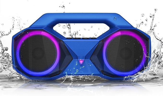 Bluetooth Speaker 80W(Peak)Loud with Bass, 20H Playtime, IPX7 Waterproof, RGB Lights, TWS, Large Portable Wireless Speakers for Outdoor, Home, Party, Pool, Beach, Tailgating, Gym, Work, Gifts (Blue)-CubbioJoy