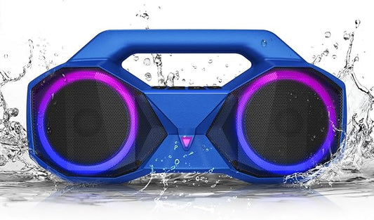 Bluetooth Speaker 80W(Peak)Loud with Bass, 20H Playtime, IPX7 Waterproof, RGB Lights, TWS, Large Portable Wireless Speakers for Outdoor, Home, Party, Pool, Beach, Tailgating, Gym, Work, Gifts (Blue)-CubbioJoy
