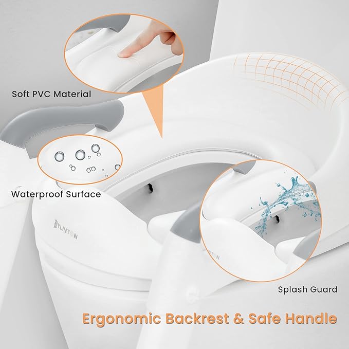 JASSONE® Potty Training Seat, Toddler Step Stool, 2 in 1 Potty Training Toilet for Kids, Baby Seat with Splash Guard and Anti-Slip Pad for Boys Girls Potty Training, Grey-CubbioJoy