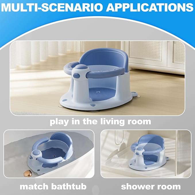 Baby Bath Seat, Baby Bath Seat for 6 Months & Up, Baby Bathtub Seat with Secure Suction Cups, Non-Slip Infant Bath Seat,Blue-CubbioJoy