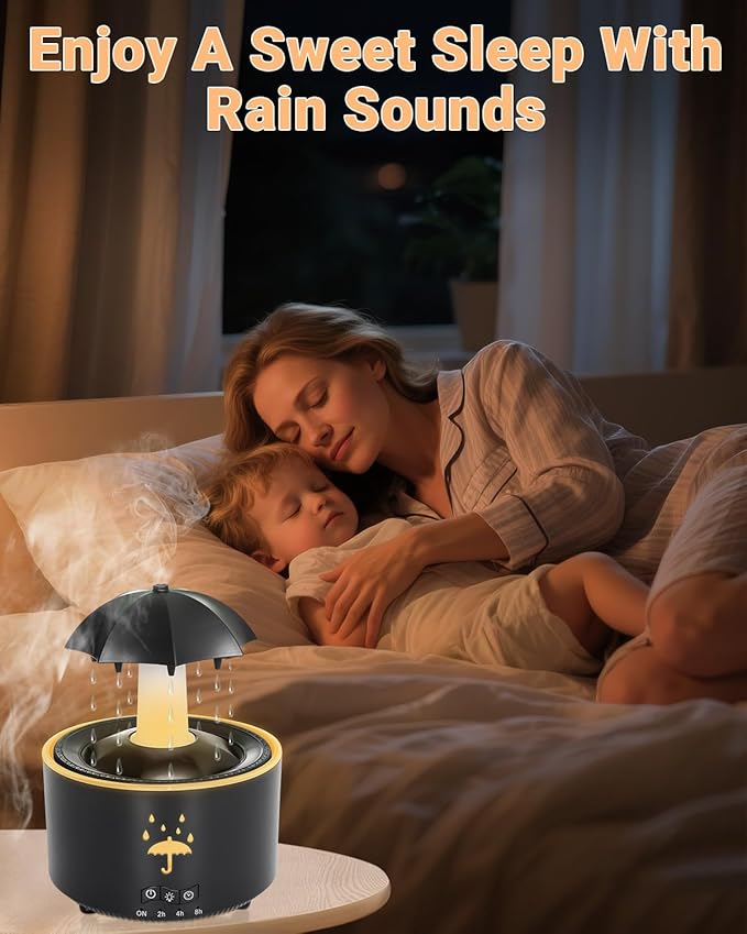 Aesthetic 2-in-1 Humidifier Oil Diffuser with Rotating Raindrop & 7 LED Mood Lights,Cool Mist Humidifier Quiet Variable Mist for up to 24 Hrs,Easy to Fill & Clean, Auto Shut-Off-CubbioJoy