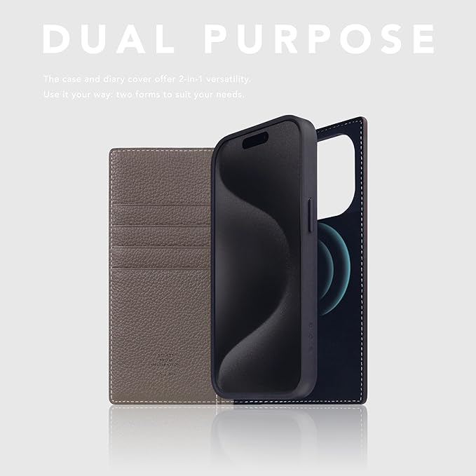 D8 Full Grain Leather Wallet Case for iPhone 15 Pro - [2-in-1] Handcrafted Detachable Diary Style with Magnetic MagSafe Back Cover, Gift Box Included (Etoffe Cream)-CubbioJoy