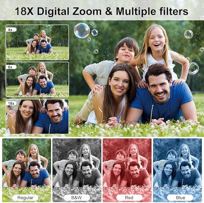 Digital Camera,Autofocus 4K Vlogging Camera for Photography with 32GB Card,48MP Portable Compact Point and Shoot Kids Digital Cameras for Kids Boys Girls with 18X Zoom,Anti-Shake-CubbioJoy