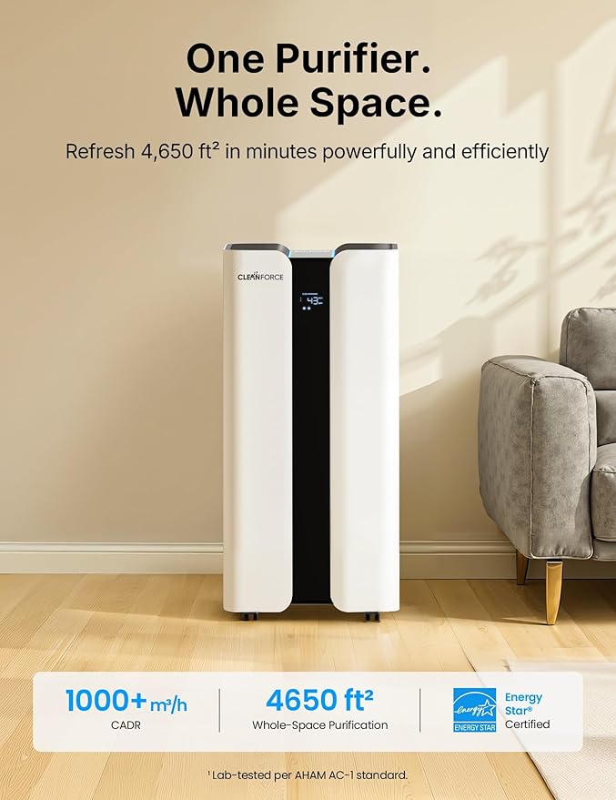 CleanForce Extra large Air Purifier for home large room, covers 3000 ft², H13 True HEPA Filter, Filters 99.97% Dust, Smoke, Odor, Pollen, VOCs, for home, office, classroom | MEGA1000 New Edition-CubbioJoy
