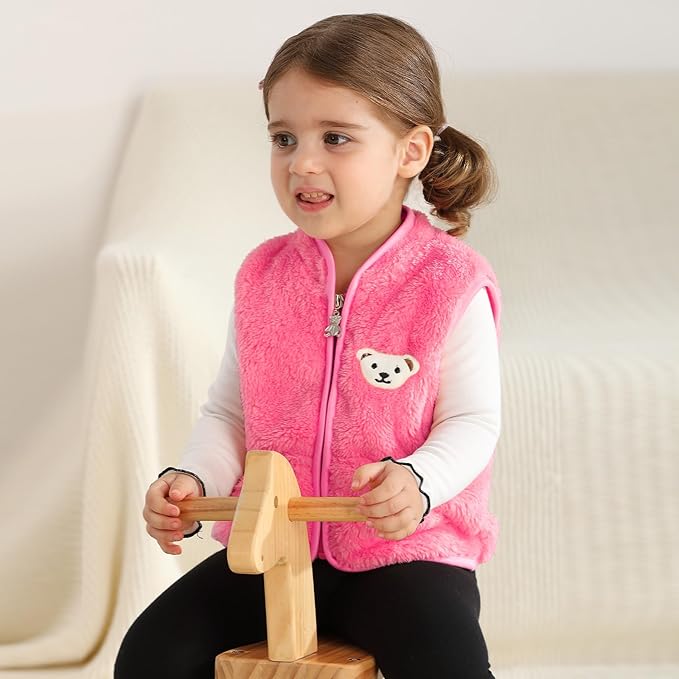 Baby Boys Girls Fleece Vest Zip Up Cute Bear Jackets Fuzzy Fall Winter Warm Clothes Newborn Outwear for Toddler Infant-CubbioJoy