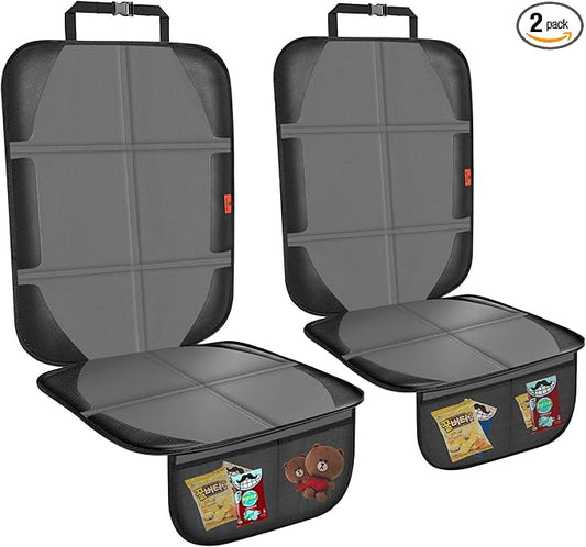 Car Seat Protector,2 Pack Automotive Seat Protectors Baby Carseat Pad Waterproof & Durable 600D Fabric for Child Baby Car Seat Mat Vehicle Pet Cover 2 Storage Pockets (2 Pack Gray)-CubbioJoy