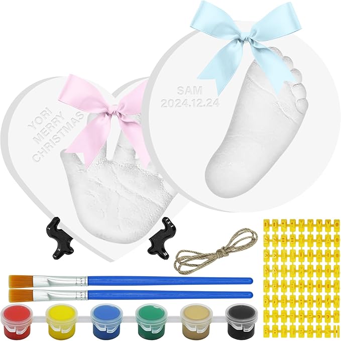 Baby Handprint Footprint Keepsake Ornament Kit, Personalized Baby Foot Printing Kit for Newborn Clay Impression Handmade DIY Imagination to Create-CubbioJoy