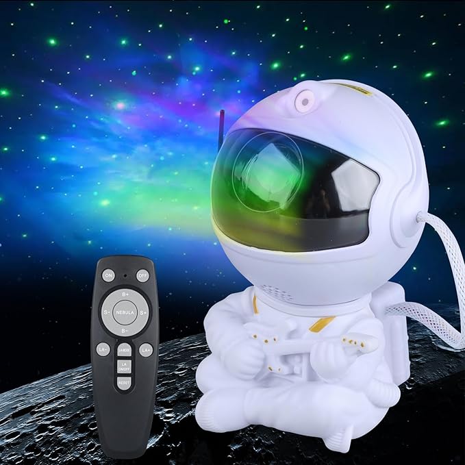 Astronaut Star Projector, Star Projector Galaxy Light for Kids，8 Modes Remote and 270° Adjustable Led Lights for Bedroom, Girls Room Decoration, Home Theater, Ceiling, Timer (White Guitar)-CubbioJoy