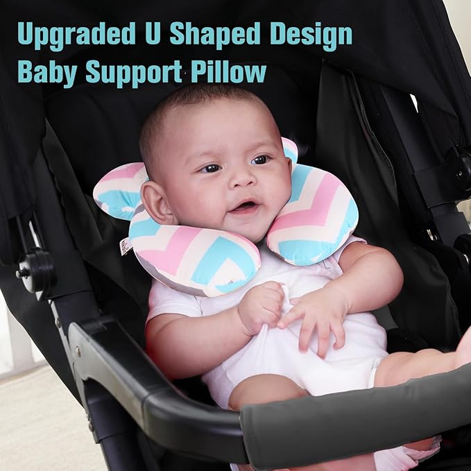 KAKIBLIN Baby Head Pillow,Support Pillow, Baby Travel Pillow for Head and Neck, Babies Neck Pillows for Car Seat,Pushchair,Travel(Wave)-CubbioJoy