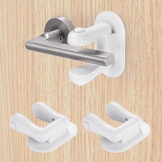 Inaya Door Lever Lock (2 Pack) – Child Proof Handle Locks, 3M Adhesive & Easy Installation for Home, Baby-Proof Locks for Kids Safety, Compatible with standard doors-CubbioJoy