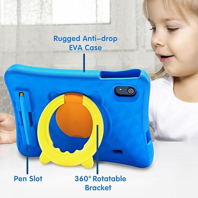 10.1 Inch Kids Tablet with Stylus & Case | Octa-Core 8GB RAM 64GB ROM | 7000mAh Android Tablet for Ages 3-12 | Parental Control, Pre-Installed Apps & GMS Certified-CubbioJoy
