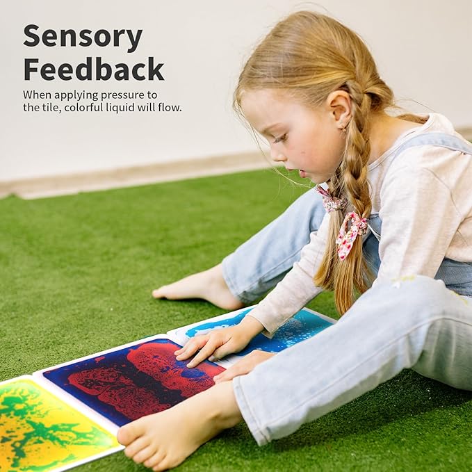 Art3d Liquid Fusion Activity Play Mat for Kids, Pack of 9 Tiles 12" X 12", Multi-Color, Round Corner-CubbioJoy