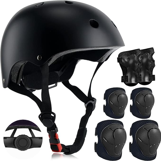 Adjustable Kids Helmet with Knee Pad, Elbow Pads & Wrist Guards - Toddler Bike Helmets for Ages 3-5, 5-8, 8-14 Years - Perfect for Skating, Biking, Cycling, and Skateboard - for Boys and Girls-CubbioJoy
