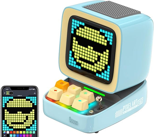 Divoom Ditoo Retro Pixel Art Game Bluetooth Speaker with 16X16 LED App Controlled Front Screen (Blue) …-CubbioJoy