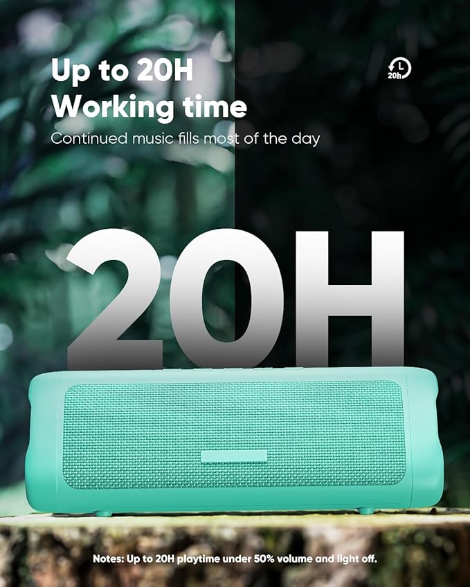 Bluetooth Speaker with HD Sound, Portable Wireless, IPX5 Waterproof, Up to 20H Playtime, TWS Pairing, BT5.3, for Home/Party/Outdoor/Beach, Stocking Stuffers, White Elephant Gifts for Adults (Teal)-CubbioJoy