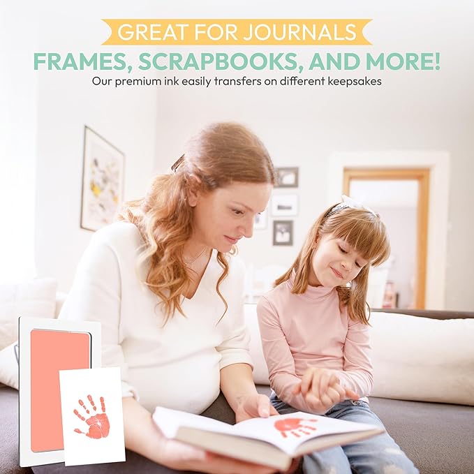 Clean Touch Ink Pad for Baby Handprints and Footprints – Inkless Infant Hand & Foot Stamp – Safe for Babies, Doesn’t Touch Skin – Perfect Family Memory or Gift – Pink Print Kit by Tiny Gifts-CubbioJoy