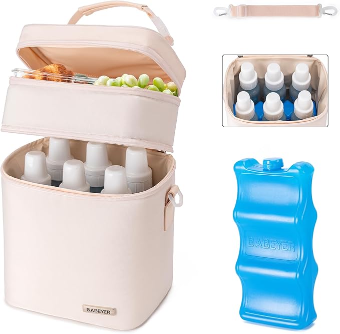 Breastmilk Cooler Bag with Ice Pack Fits 6 Baby Bottles Up to 9 Ounce-CubbioJoy