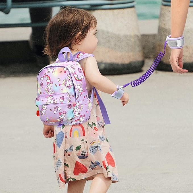 Accmor Toddler Harness Backpack Leash, Mini Unicorn Backpacks with Anti Lost Wrist Link, Cute Child Backpack Walking Leashes Keep Kids Close Rope Tether Rein for Baby Girls to Outdoor Travel-CubbioJoy