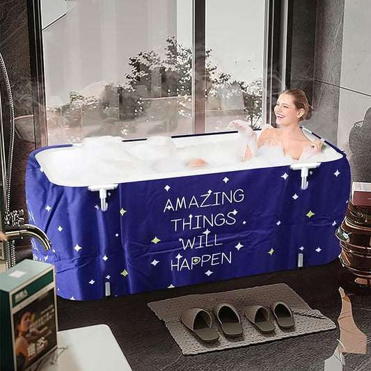 BESTHLS Portable Bathtub for Adult, Foldable Bathtub Portable Soaking Bath Tub,Eco-Friendly Bathing Tub for Shower Stall (Large Blue Sky)-CubbioJoy