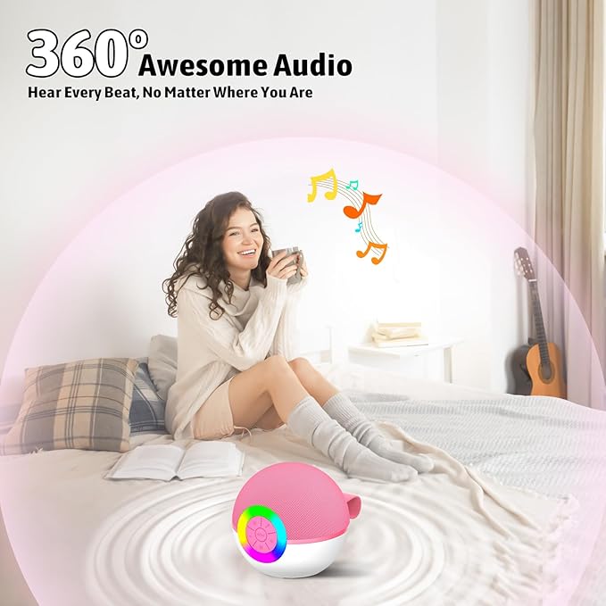 Karaoke Microphone Machine Toys for Kids Adults, Mini Portable Bluetooth Speaker with 2 Wireless Mics, Christmas Birthday Gifts for Boys Girls Ages 3 4 5 6 7 8 9 10 11 12+ Year (Pink)-CubbioJoy