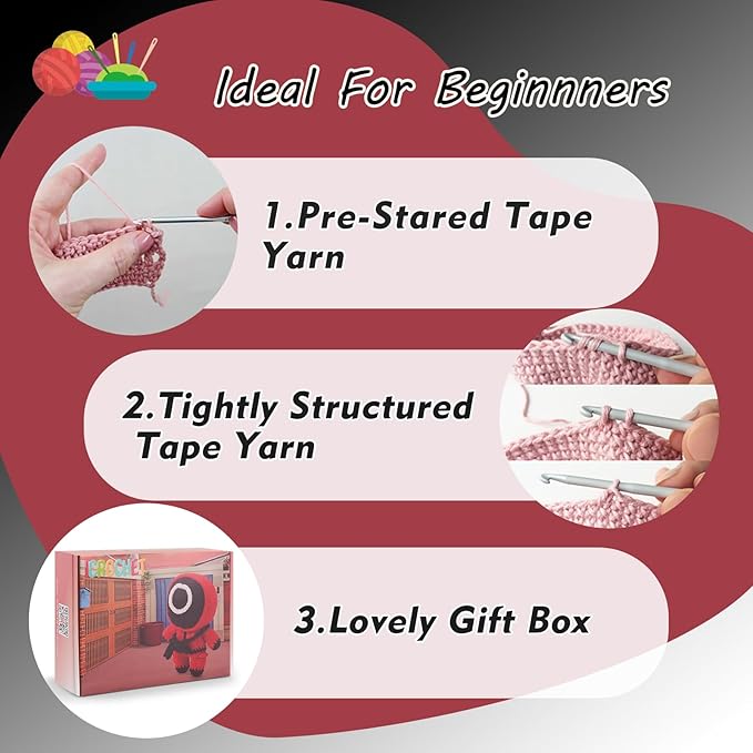 Crochet Kit for Beginners,Crochet Kit Amigurumi Crocheting Animals Kits with Step-by-Step Video Tutorials, Knitting Starter Pack for Adults and Kids-CubbioJoy