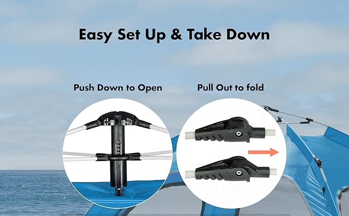 Beach Tent Pop Up Beach Sun Shade Tent with UPF 50+ UV Protection, Removable Floor Zippered Privacy & Ventilation Sun Shelter Family 3 to 4 Person-CubbioJoy