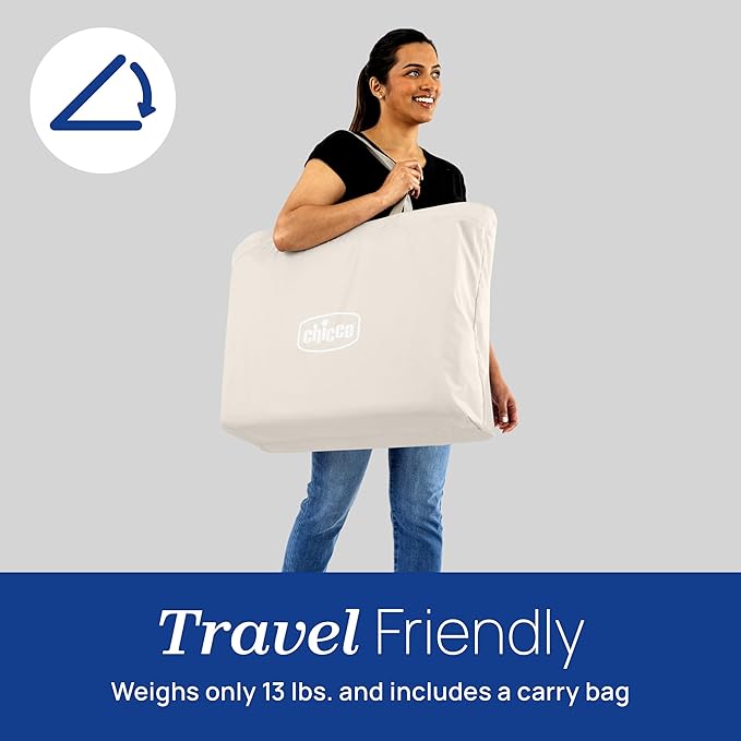 Chicco Alfa Lite Lightweight Travel Playard, Portable Playpen for Babies and Toddlers, Snap-Open/Compact Fold Design, 13 lbs., Baby Travel Essential | Dove/Beige-CubbioJoy