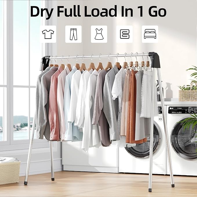 APEXCHASER Clothes Drying Rack Foldable, Stainless Steel Laundry Drying Rack Collapsible, Clothes Hanger for Sweater Baby Clothes Towel for Indoor & Outdoor, Portable Clothes Airer for Travel-CubbioJoy