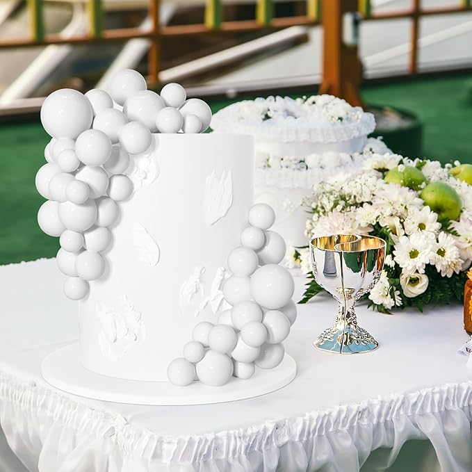 75 Pieces White Cake Balls Topper Decorations Foam Cupcake Topper Mini Balloon Cake Topper Picks for Cake Deco Birthday Party Wedding-CubbioJoy