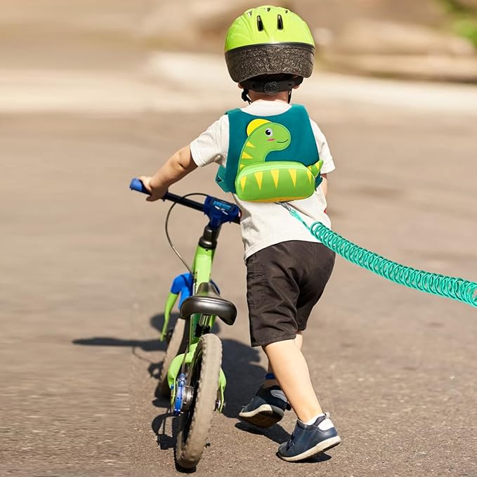 Accmor Toddler Harness Leash with Anti Lost Wrist Link, Cute Dinosaur Harnesses Walking Wrist Leashes for Kids, Children Restraints Hand Straps Belt Tether to Keep Baby Boys Girls Close (Turquoise)-CubbioJoy
