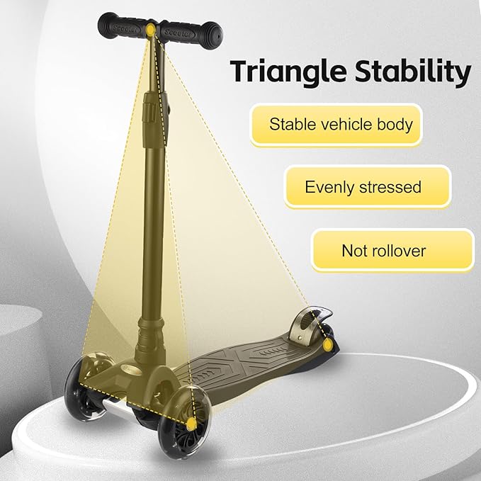 3 Wheel Scooter for Kids Ages 6-12,Kids Scooter with Light Up Wheels, Sturdy Deck Design, and 4 Height Adjustable Suitable for Kid Ages 3-12-CubbioJoy