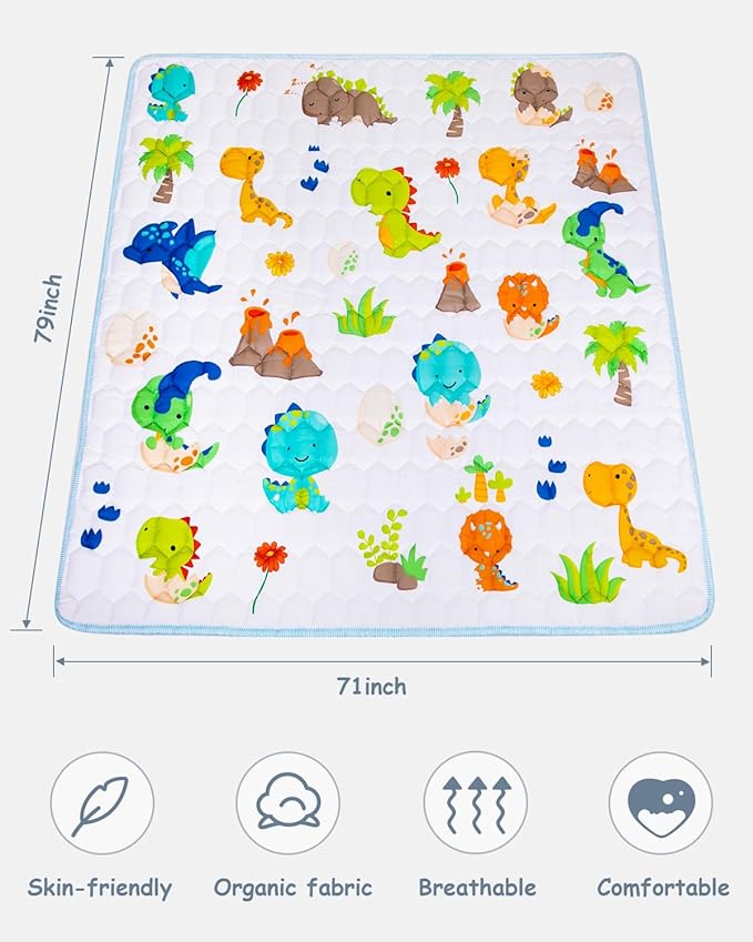 Baby Play Mat 71" X 79" Large Baby Floor Play Mat One-Piece Baby Crawling Mat Non-Slip Cushioned Baby Floor Mat, Activity Playmats for Infants, Babies, Toddlers (71x79, Dinosaur)-CubbioJoy