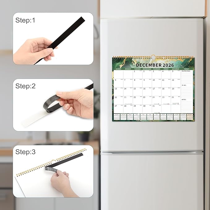 2025-2026Calendar, 18 Month Wall Calendar 2025-2026 Hanging Spiral Bound Magnetic Fridge Desk Calendars 15" x 12", Jul 2025 - Dec 2026, A- Small Rainbow-CubbioJoy