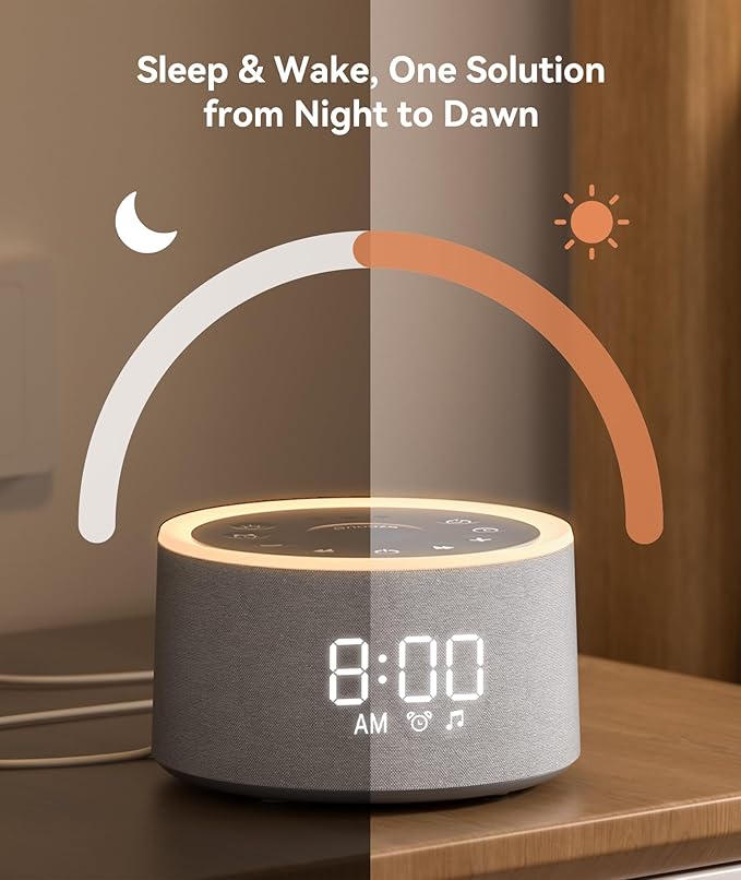 Dreamegg D1+ Sound Machine & Alarm Clock - Sound Machine for Sleep, White Noise Machine with 29 Soothing Sounds, Night Light, 0-100% Dimmable, White Noise Alarm Clock for Bedrooms Adults Baby-CubbioJoy