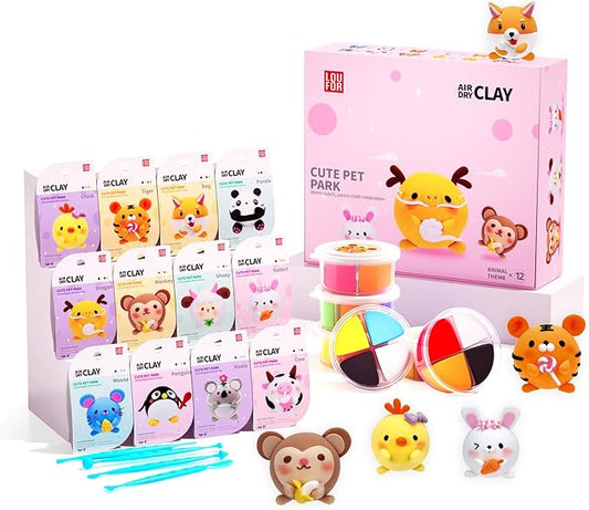 Air Dry Clay Kits - Modeling Clay for Kids, Ultra Light & Soft, Safe & Non-Toxic, DIY Airdryclay Kit with Sculpting Tools and Tutorials, Creatible Art Crafts Toys Gifts for Boys Girls-CubbioJoy