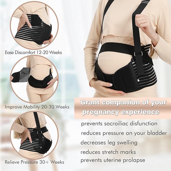 Belly Bands For Pregnant Women - Maternity Belt Pregnancy Support - Breathable Abdominal Binder, Back Support, Multiple Sizes And Colors For All Stages Of Pregnancy & Postpartum-CubbioJoy