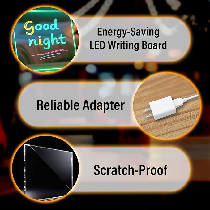 Dolanus LED Drawing Board for Kids - Doodle Glow, lumiboard, Note Board with 7 Colors 4 Modes Lights, Birthday Gift for 8 9 10 11 12 Year Old Girls Kids Teen Boys, Include Adapter, 7 Markers-CubbioJoy